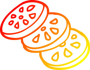 warm gradient line drawing cartoon lemon slices