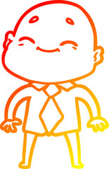 warm gradient line drawing happy cartoon bald man