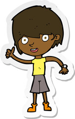 sticker of a cartoon boy with positive attitude