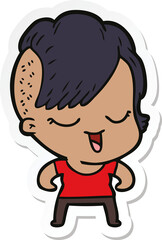 sticker of a happy cartoon girl