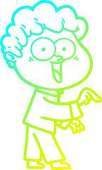 cold gradient line drawing cartoon happy man