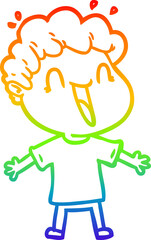 rainbow gradient line drawing cartoon happy man