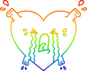 rainbow gradient line drawing cartoon heart