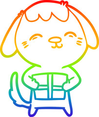 rainbow gradient line drawing happy cartoon dog