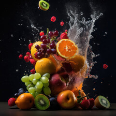 Fototapeta na wymiar A Captivating Photo of an Airborne Fruit Explosion, Generative AI