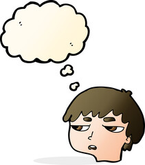 cartoon annoyed boy with thought bubble
