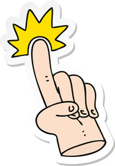 sticker of a pointing finger quirky hand drawn cartoon