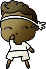 gradient cartoon of kawaii cute fitness boy