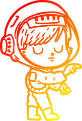 warm gradient line drawing cartoon astronaut woman