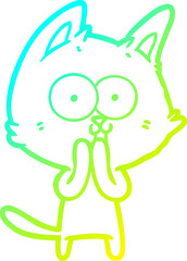 cold gradient line drawing funny cartoon cat