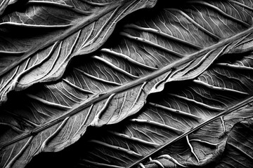 Abstract macro leaf patterns monochrome background. High resolution black and white image