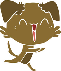 happy little dog flat color style cartoon