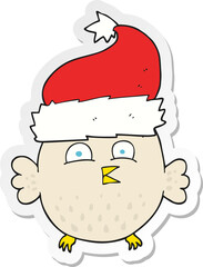 sticker of a cartoon owl wearing christmas hat