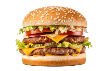 double cheeseburger On Isolated Transparent Background, png. Generative AI