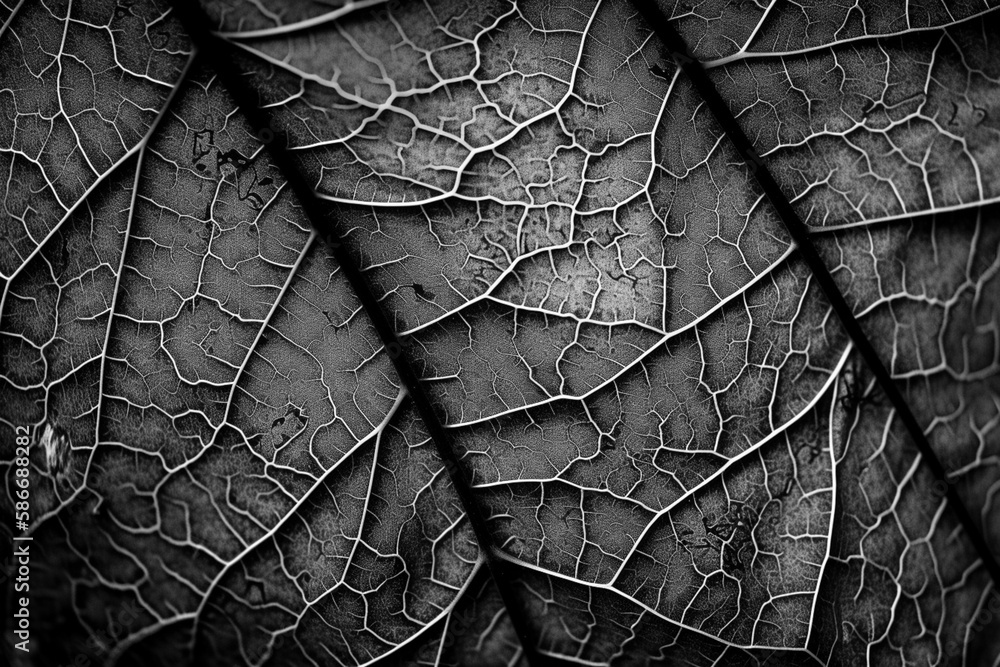 Aufkleber abstract macro leaf patterns monochrome background. high resolution black and white image