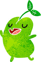 retro cartoon kawaii cute sprouting bean