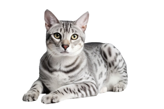 Egyptian Mau Cat On Isolated Transparent Background, png. Generative AI