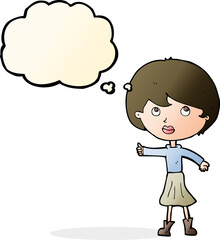 cartoon woman asking question with thought bubble