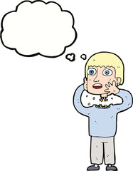 cartoon secret robot with thought bubble