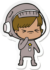 sticker of a cartoon astronaut woman