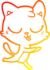 warm gradient line drawing cartoon cat hissing
