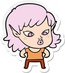 sticker of a pretty cartoon elf girl