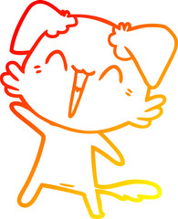 Fototapeta premium warm gradient line drawing happy little dog cartoon