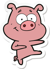 sticker of a cartoon pig pointing