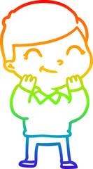rainbow gradient line drawing cartoon boy smiling