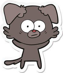 sticker of a nervous dog cartoon