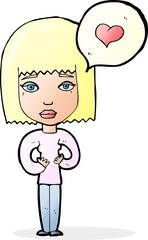 cartoon woman in love