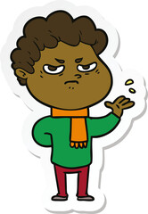 sticker of a cartoon angry man