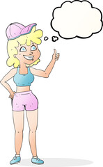 happy gym woman giving thumbs up symbol