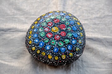 Stone with brushed floral design