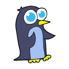 cartoon penguin with big eyes