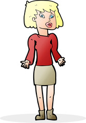 cartoon woman shrugging shoulders