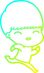 cold gradient line drawing happy cartoon boy