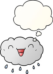 happy cartoon cloud and thought bubble in smooth gradient style