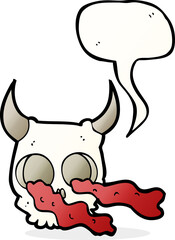 cartoon halloween skull with speech bubble
