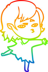 rainbow gradient line drawing cartoon vampire girl