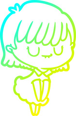 cold gradient line drawing cartoon woman