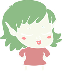 pretty flat color style cartoon elf girl
