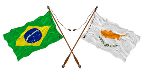 National flag of Cyprus and Brazil. Background for designers