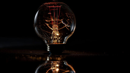 Fototapeta na wymiar Incandescent light bulb glowing in the dark.generative ai
