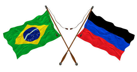 National flag of Donetsk People's Republic  and Brazil. Background for designers