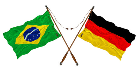 National flag of Germany  and Brazil. Background for designers