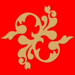 Floral background with red and gold elements