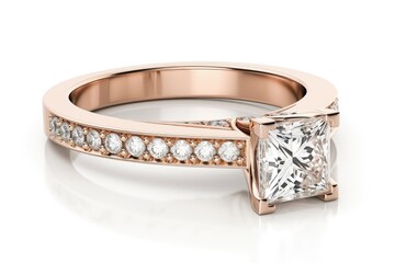 A Rose Gold Band With A Princess on a white background. Generative AI