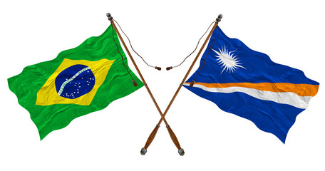 National flag of Marshall islands  and Brazil. Background for designers