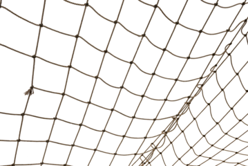 Football or tennis net. Rope mesh on a white background close-up